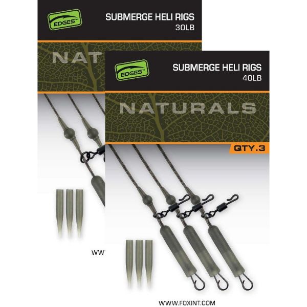 Fox Edges Naturals Submerge Heli Rig Leaders - 30lb