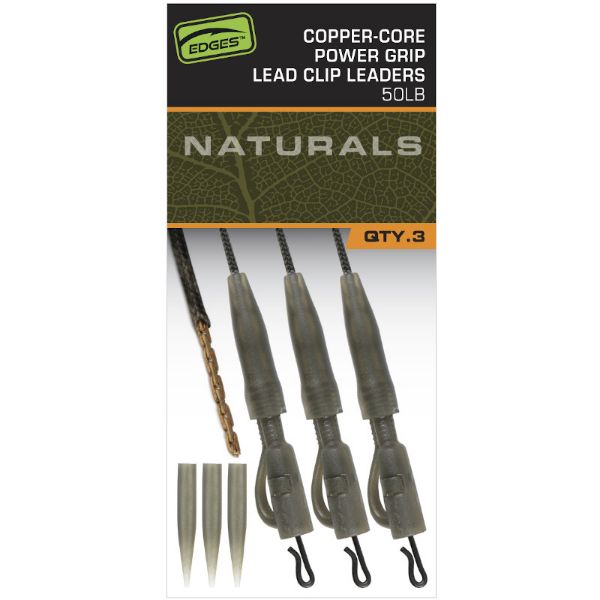 Fox Edges Naturals Copper-Core Power Grip Lead Clip Leaders - 50lb