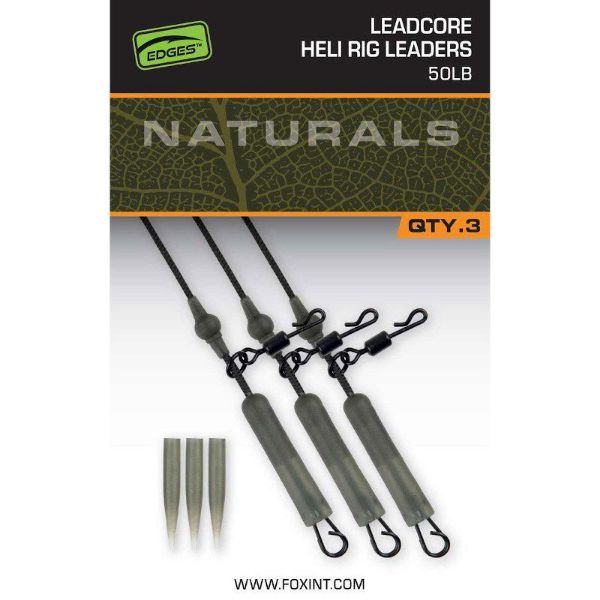 Fox Edges Naturals Leadcore Heli Rig Leaders x 3